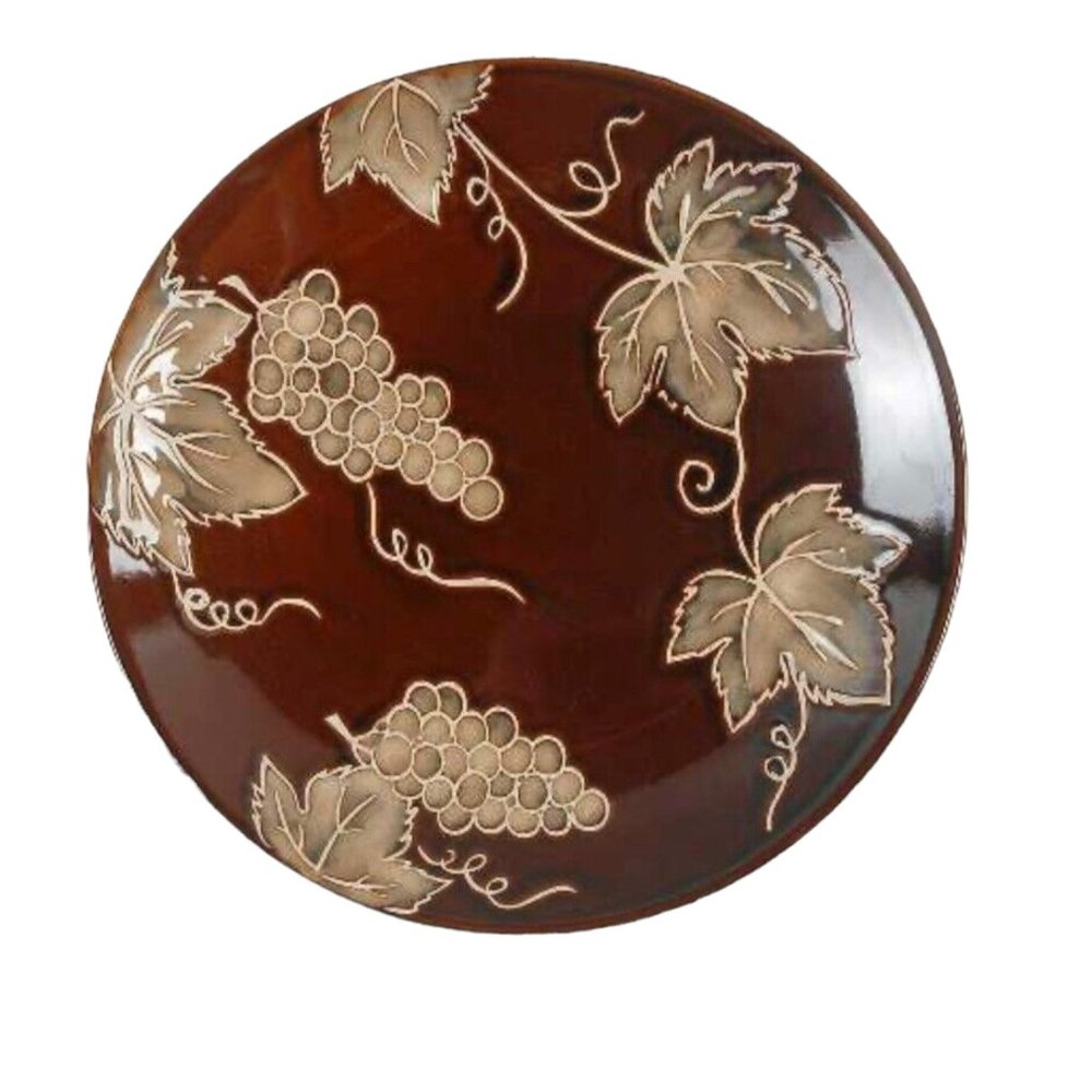 Tabletops Unlimited Stoneware Rustic Grape Hand Crafted Hand Painted Salad Plate